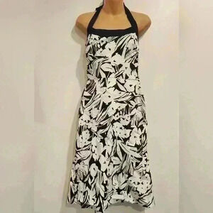 Donna Ricco New York Black White Floral Pattern Sleeveless Dress